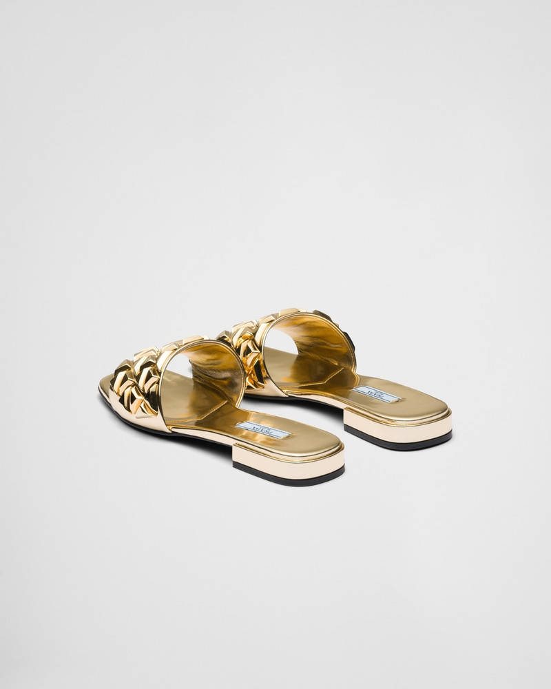 Studded metallic leather slides 5