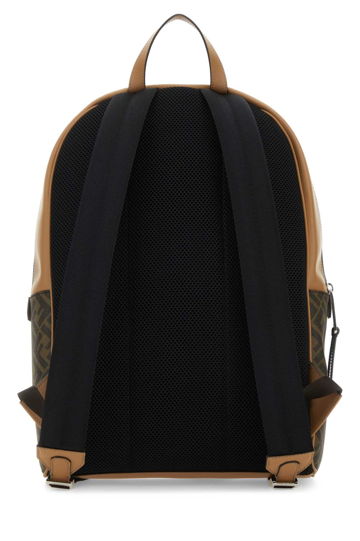 Fendi Men Multicolor Cotton Blend And Leather Backpack - 3