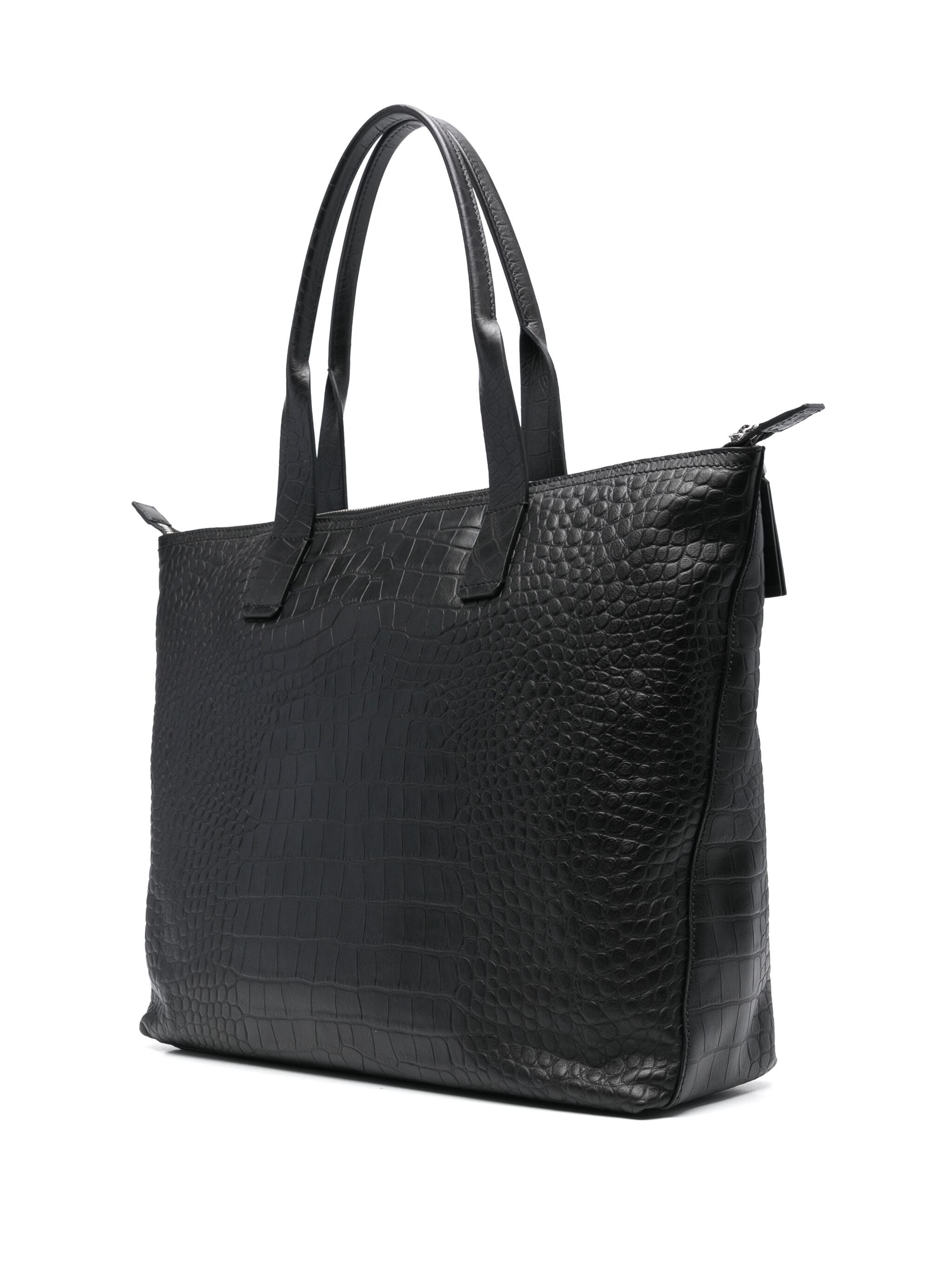 Crocodile-embossed Leather Tote Bag - 5