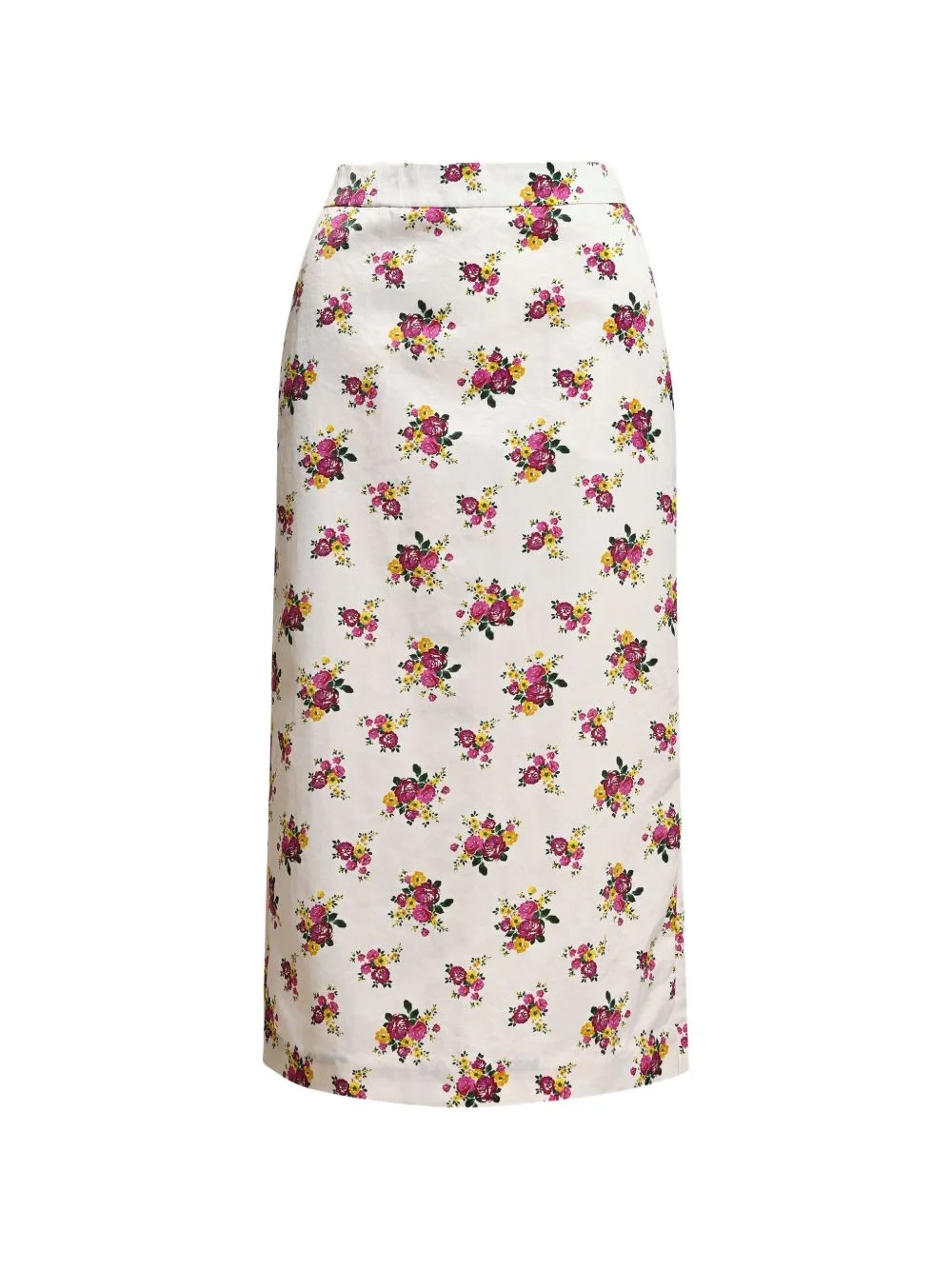 Kustard floral-print back-slit midi skirt - 1