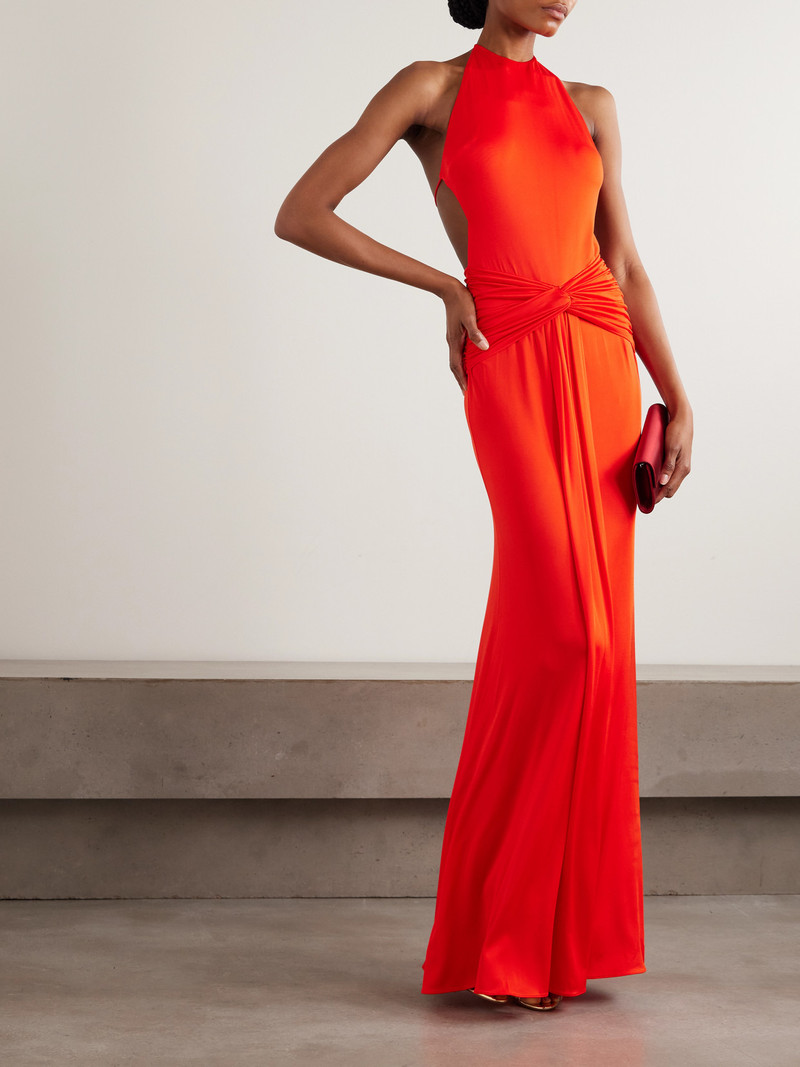 THE NEW ARRIVALS ILKYAZ OZEL Euphorie Open-back Gathered Stretch-jersey Gown outlook