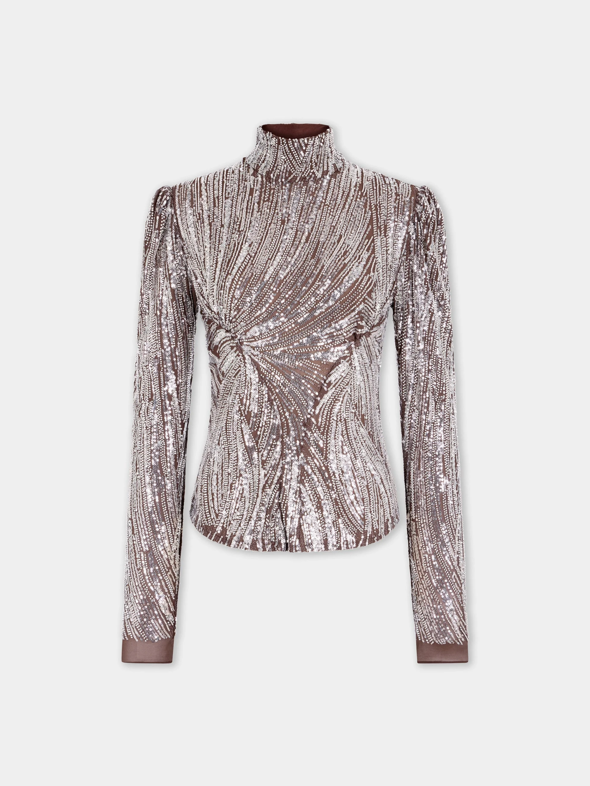 LONG-SLEEVE TOP WITH SILVER EMBROIDERY DETAILS - 1