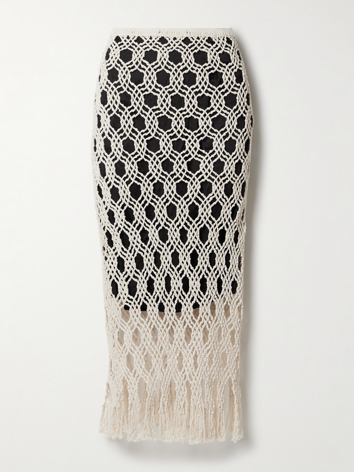 Sparrow Fringed Crocheted Cotton Midi Skirt - 1