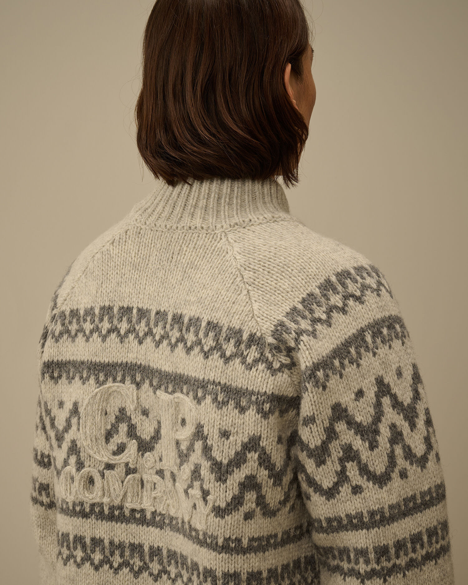Jacquard Wool Logo Full Zip Cardigan - 6
