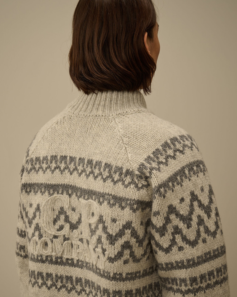 Jacquard Wool Logo Full Zip Cardigan 6
