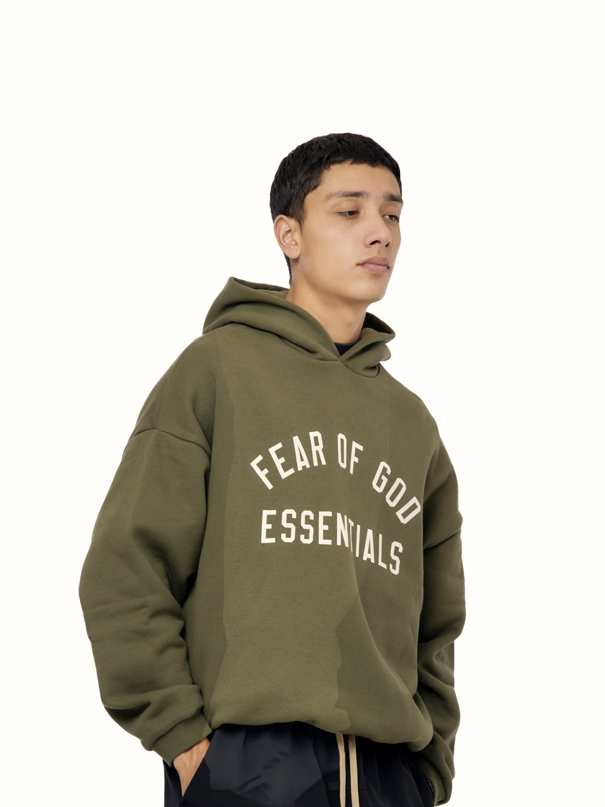 ESSENTIALS FLEECE HOODIE (MILITARY) | unionlosangeles