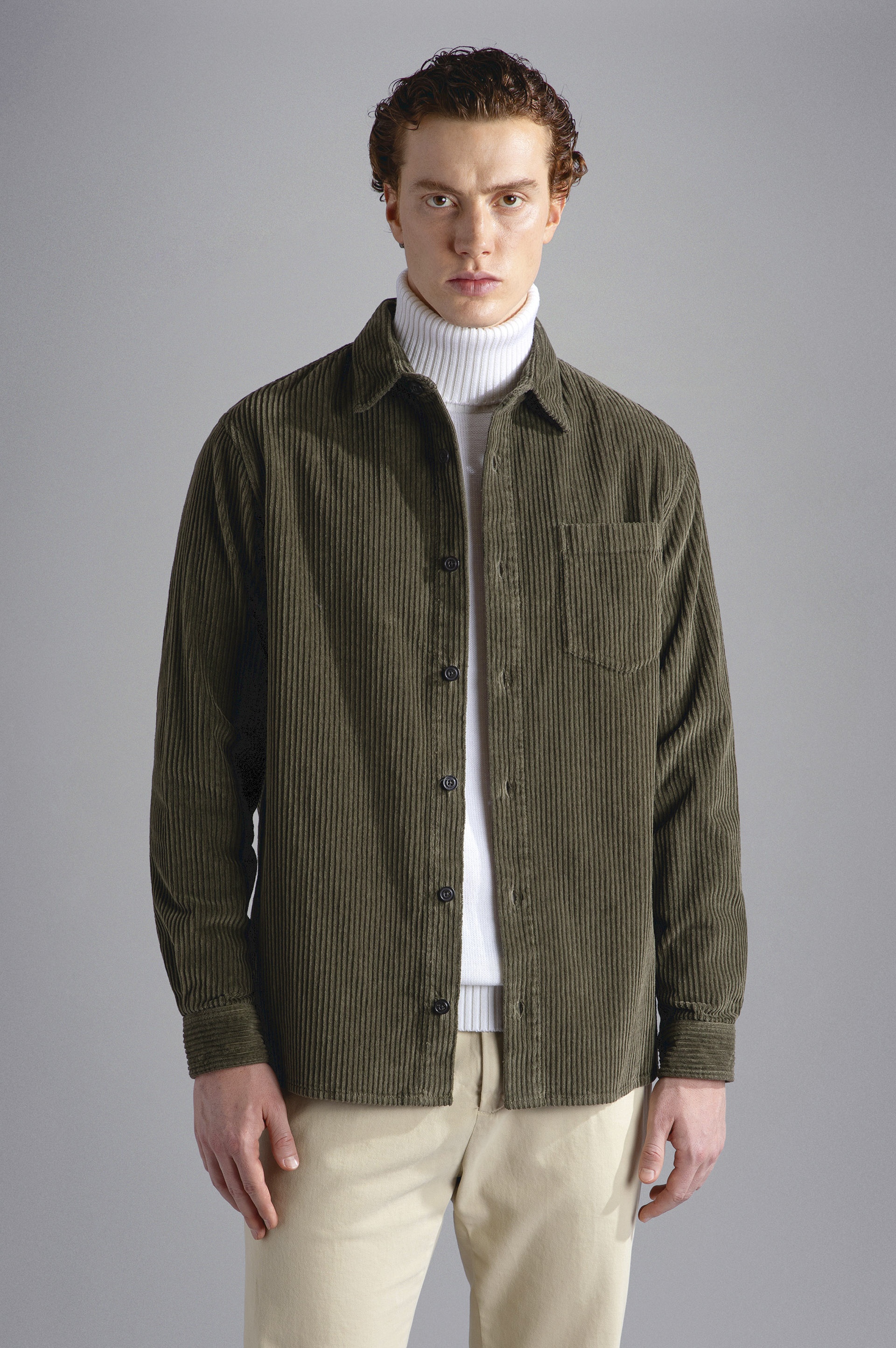 GARMENT DYED COTTON VELVET OVERSHIRT - 6
