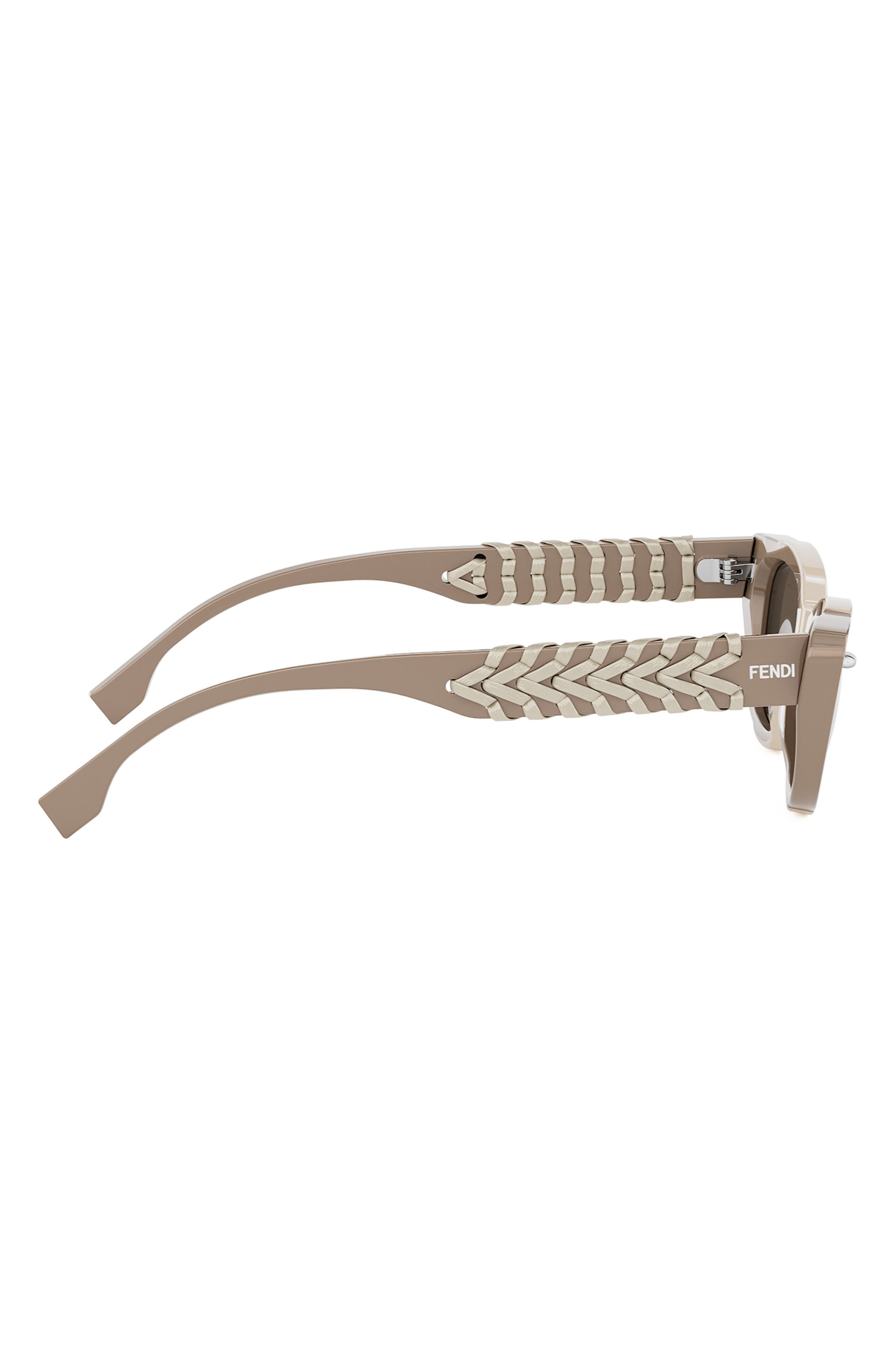 Fendi Interlace Cat Eye Sunglasses in Shiny Light Brown /Brown at Nordstrom - 8