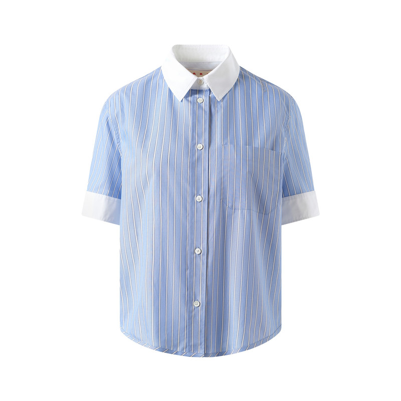 Marni Short Stripe Shirt in Blue China outlook