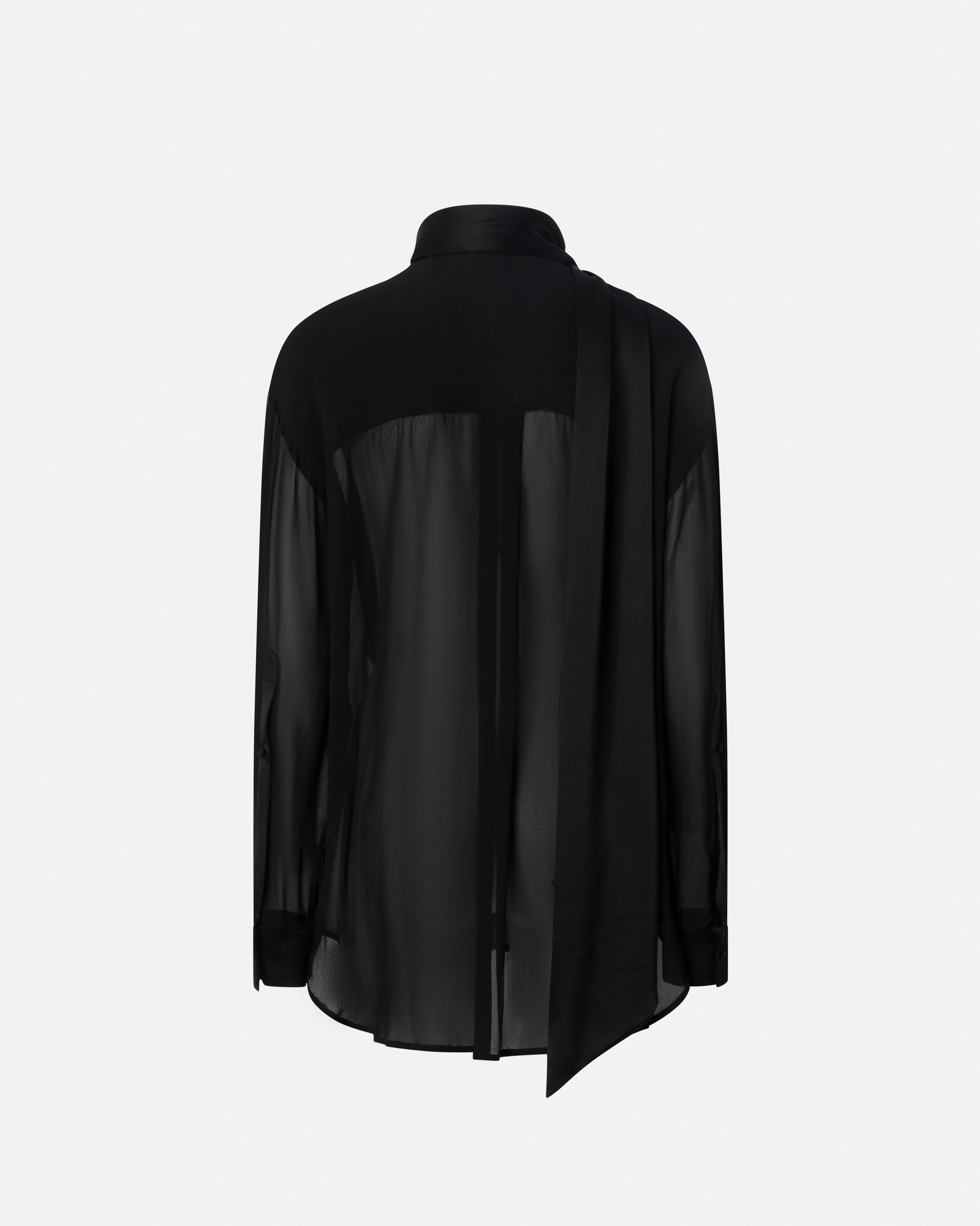 ELEGANT SHEER SHIRT WITH SATIN INSERT - 6