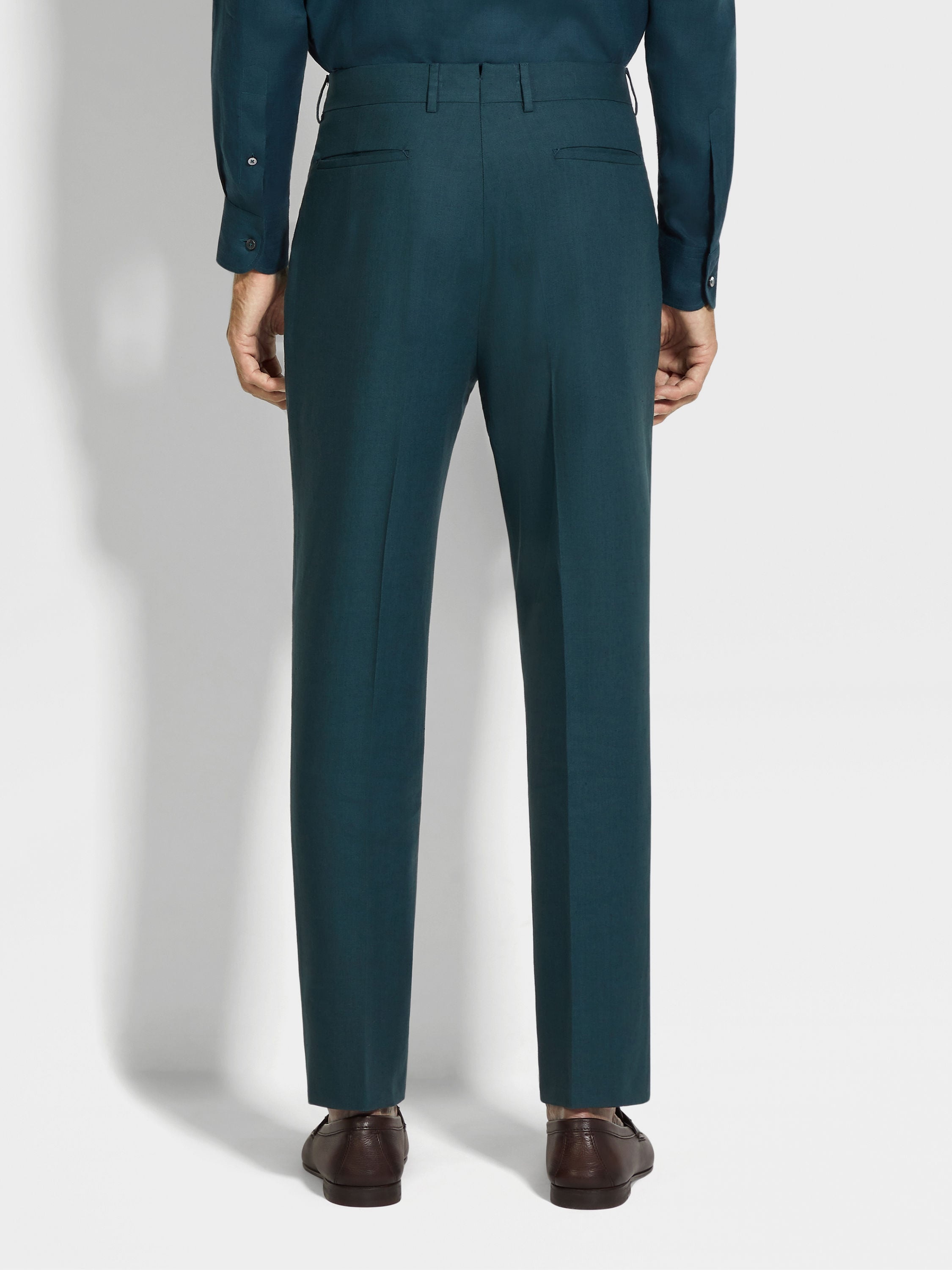 DARK TEAL BLUE OASI LINO PANTS - 6
