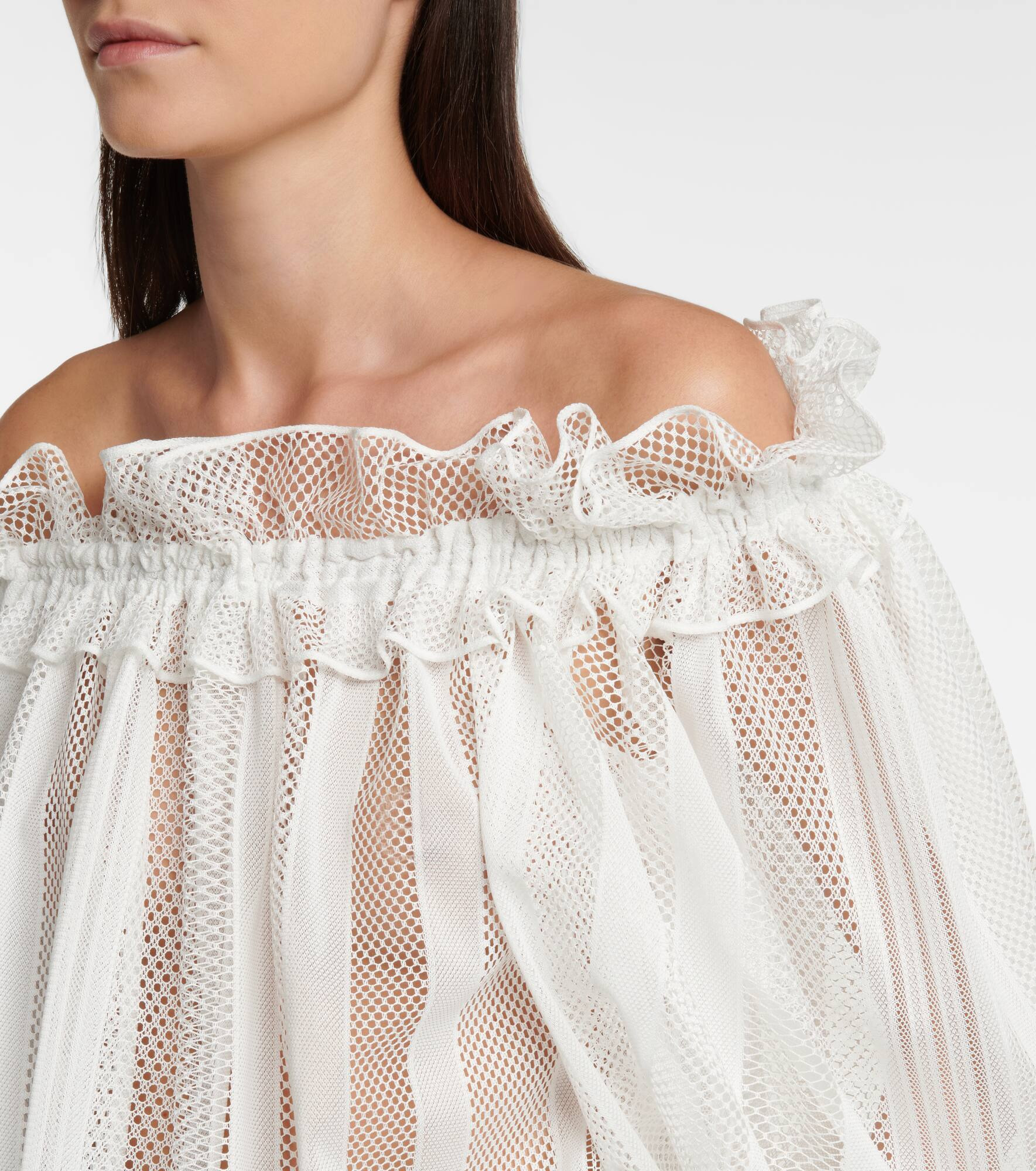 Off-shoulder mesh blouse - 4