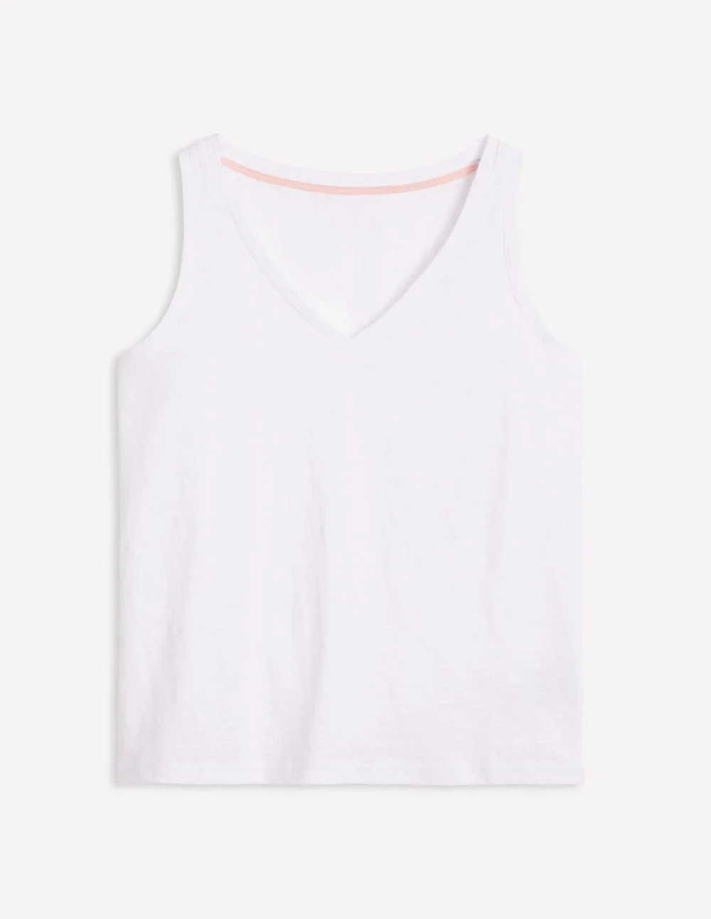 Regular V-Neck Slub Tank-White - 1