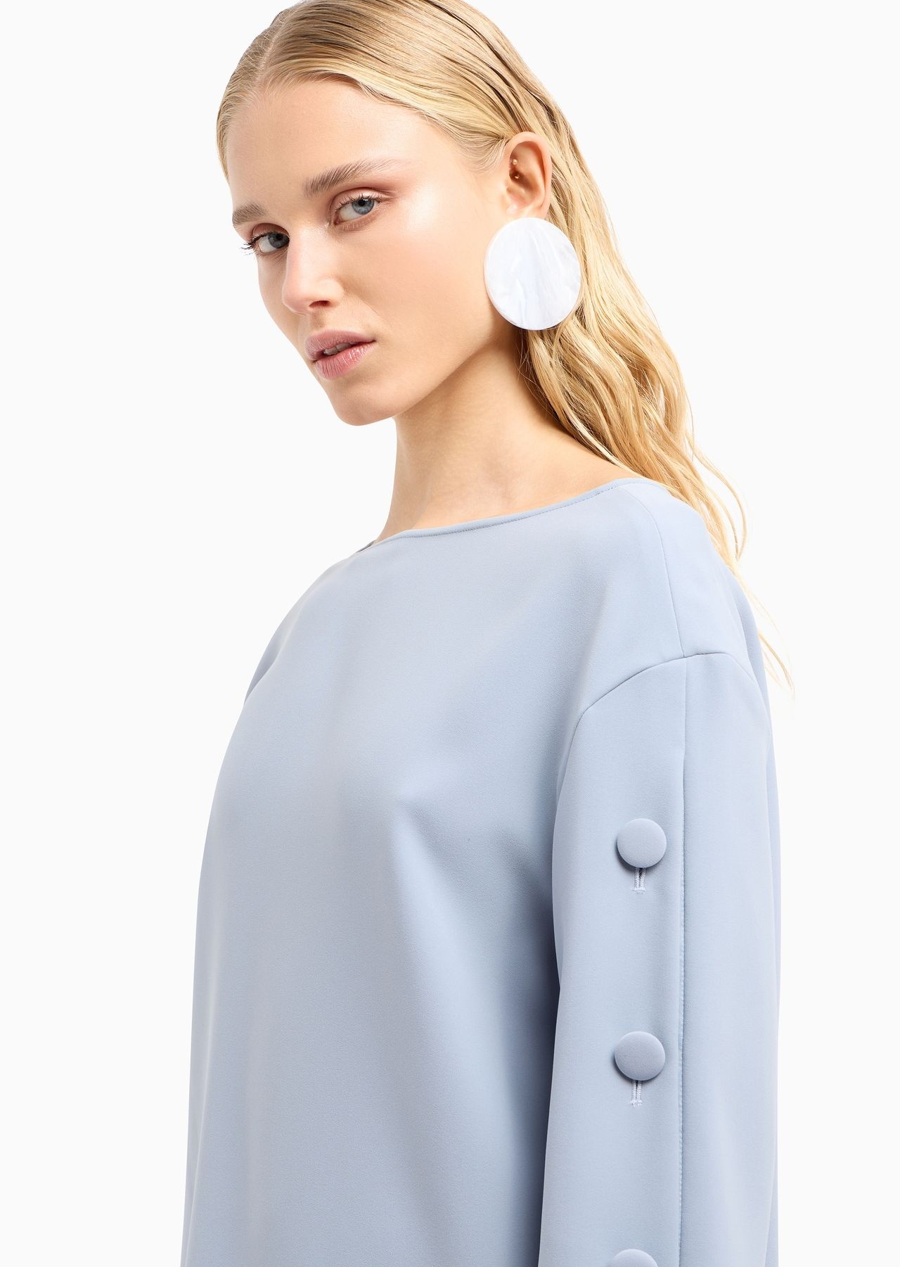 Technical cady blouse with buttons on the sleeve - 5