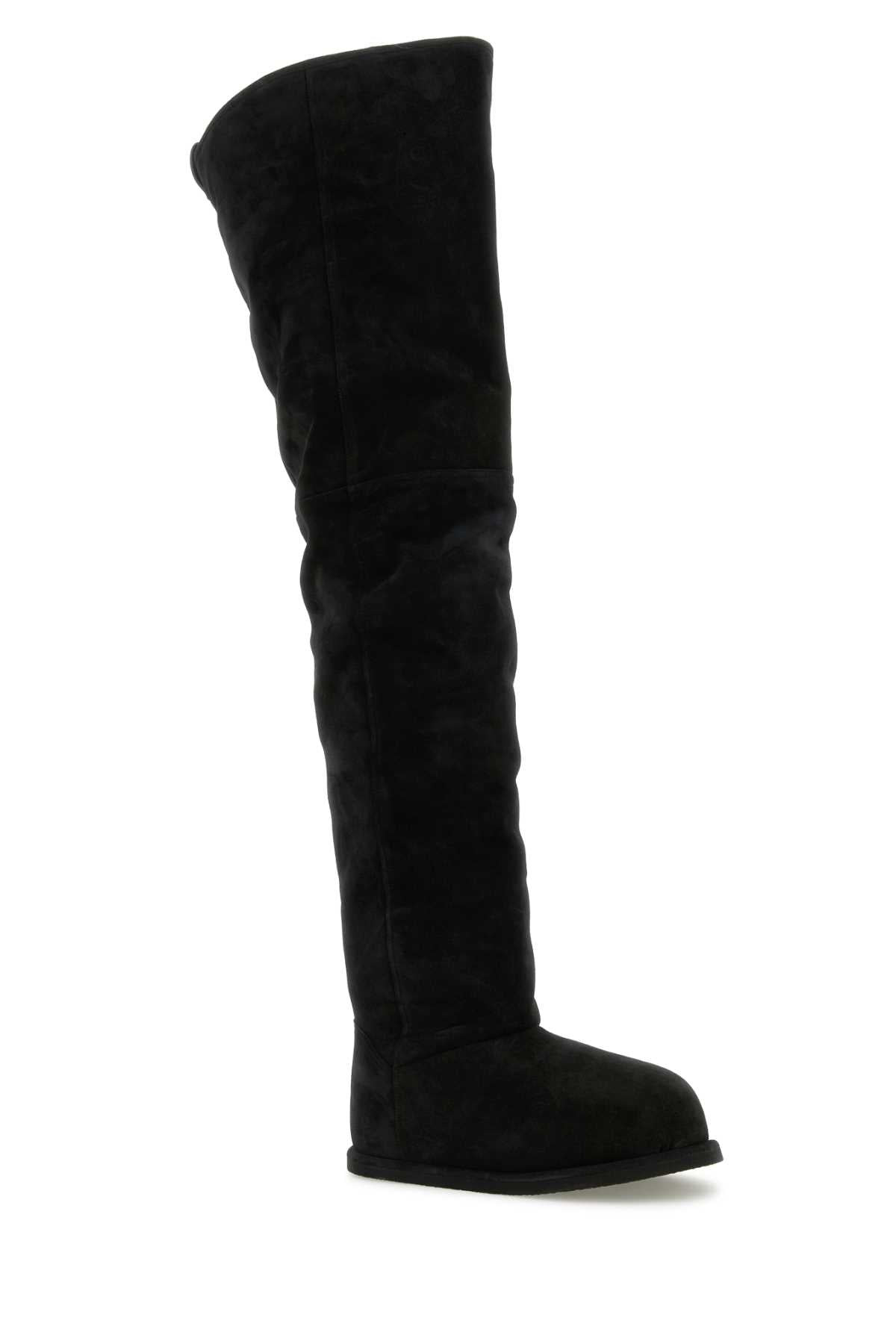 Amina Muaddi Women Black Suede Heidi Over-The-Knee Boots - 2