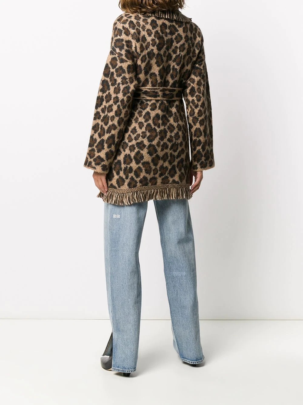 brushed wool leopard cardigan - 4