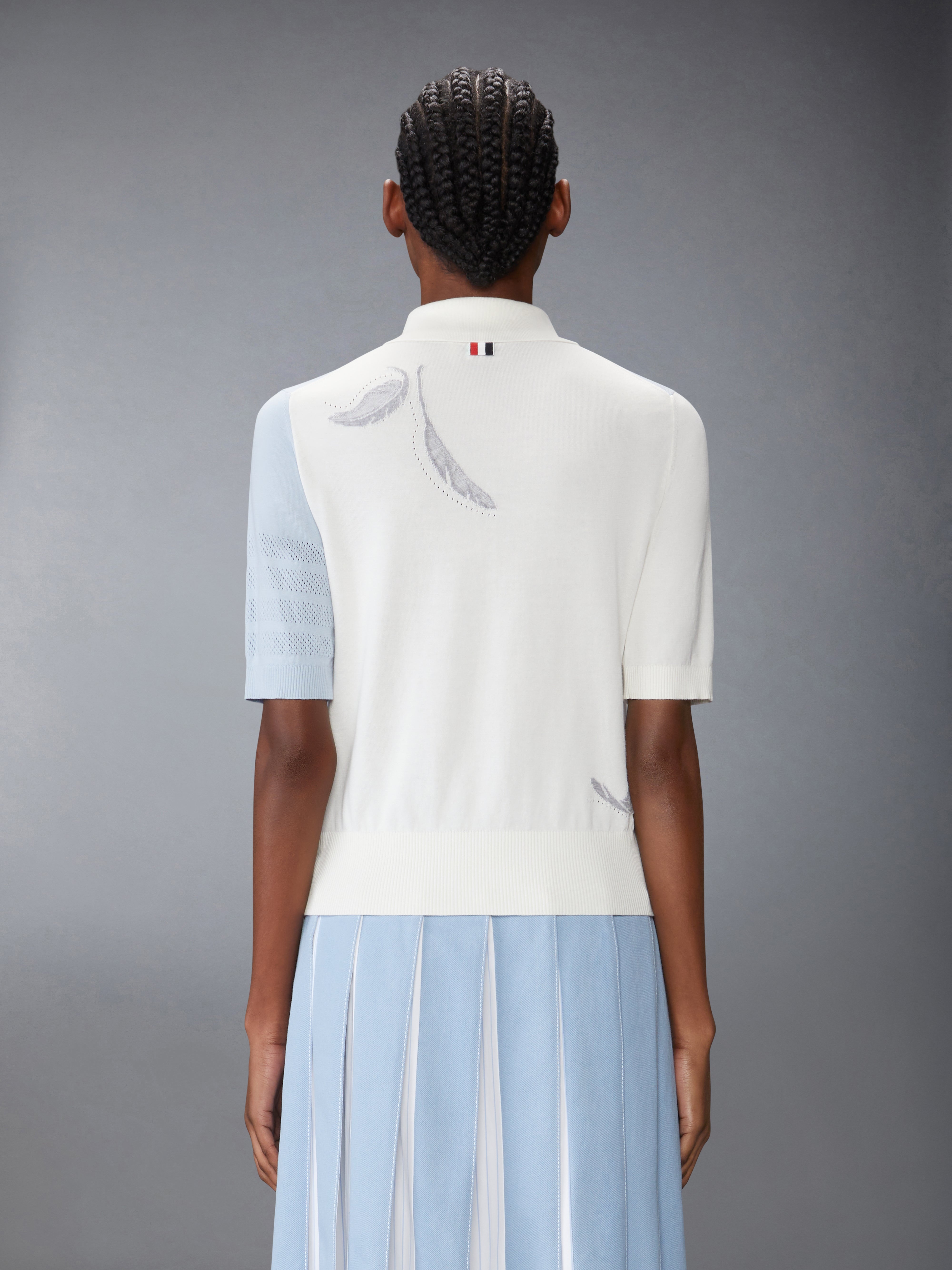 FUNMIX FEATHER INTARSIA POINTELLE 4 BAR POLO - 3