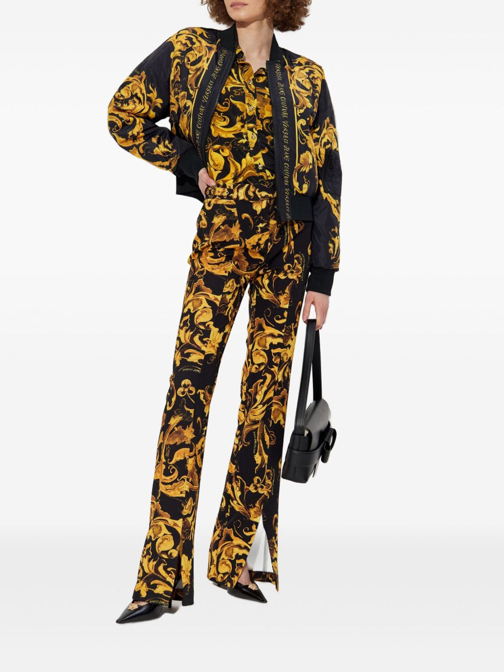 Barocco-print split-hem trousers - 2