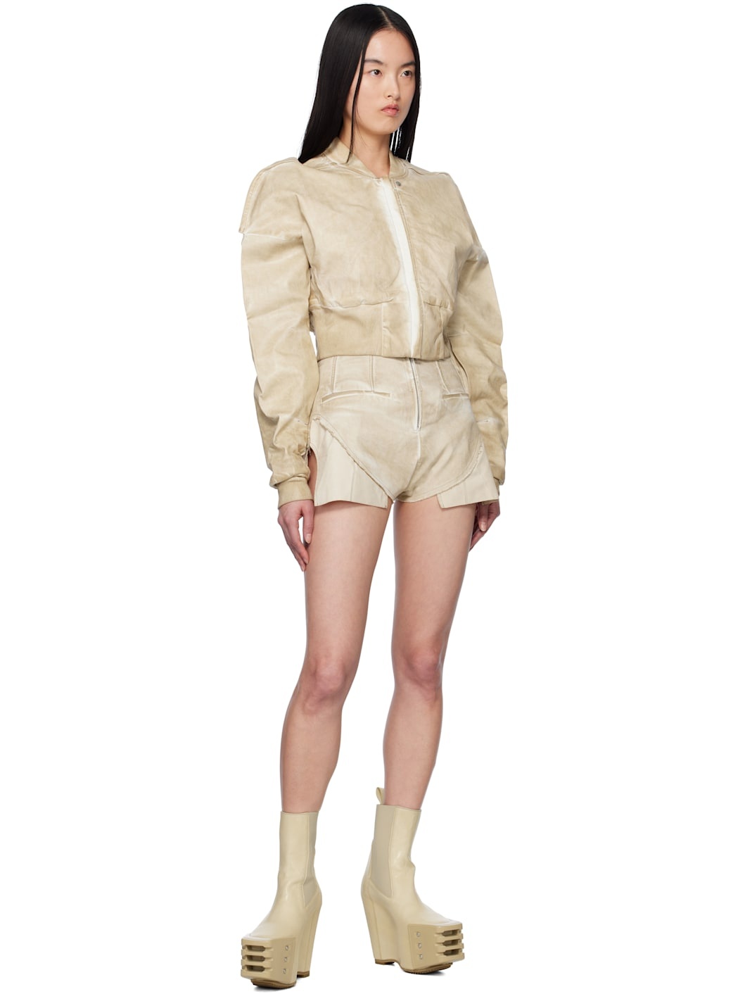 Beige Hollywood Dirt Cutoffs Denim Shorts - 4