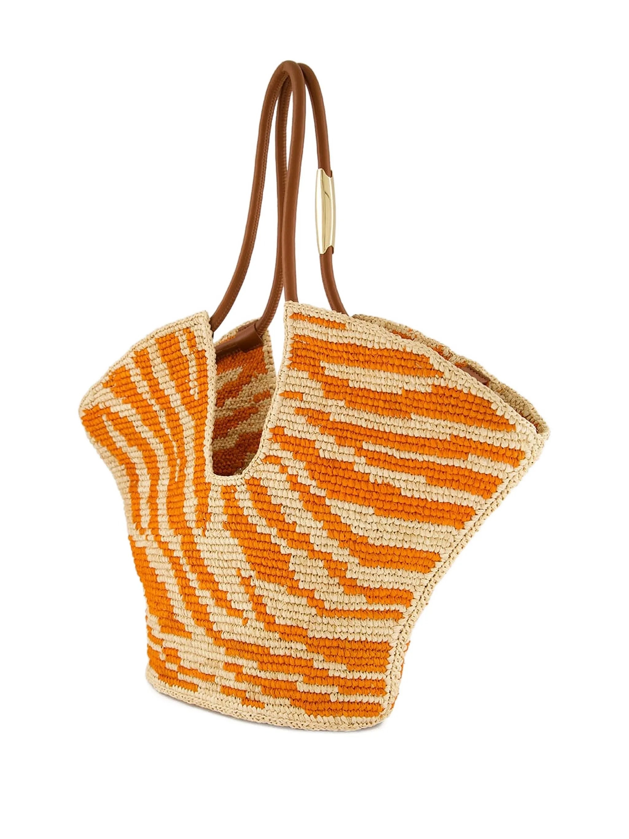 Zimmermann Medium Goldentime Zebra-print Raffia Tote Bag - 5