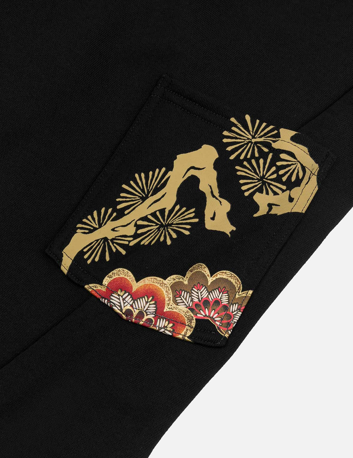Grateful Crane Print and Multi-pocket Straight Fit Sweatpants - 8