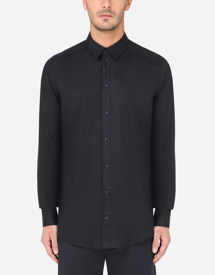 Linen Martini-fit shirt with DG embroidery - 1