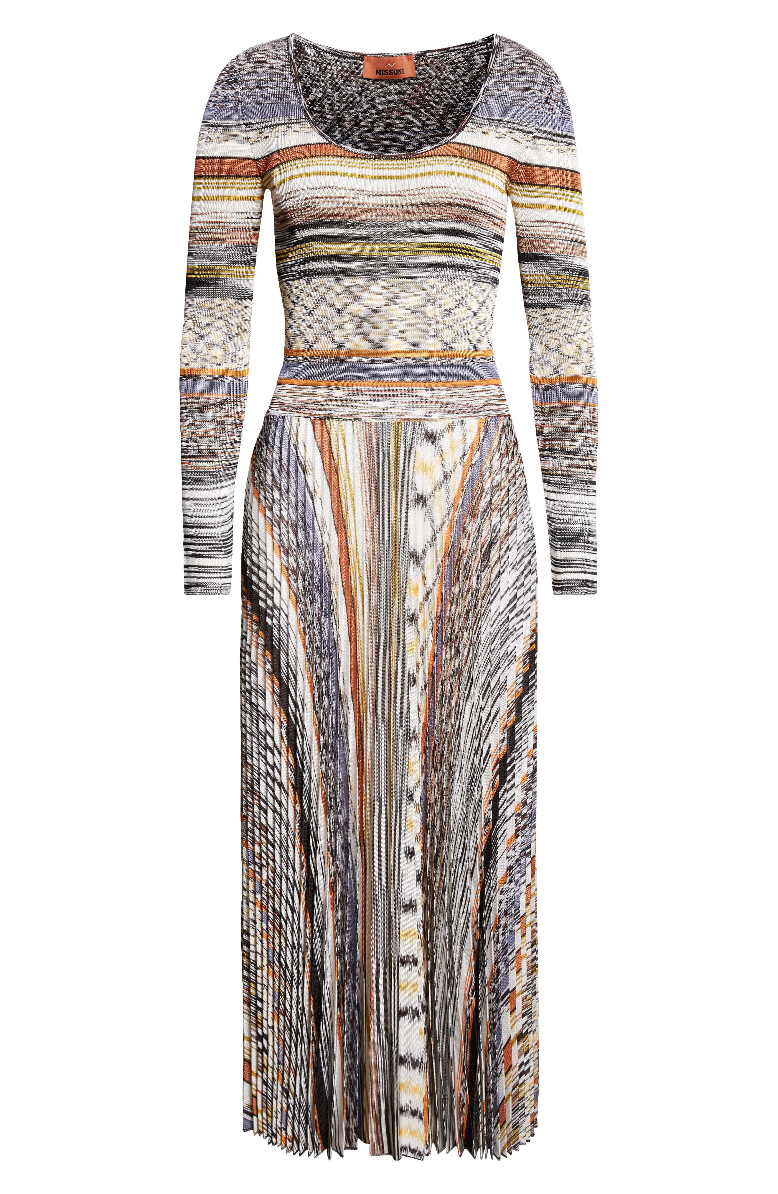 Missoni Pleated Long Sleeve Knit Dress in Ivory Multicolor Tones at Nordstrom - 5