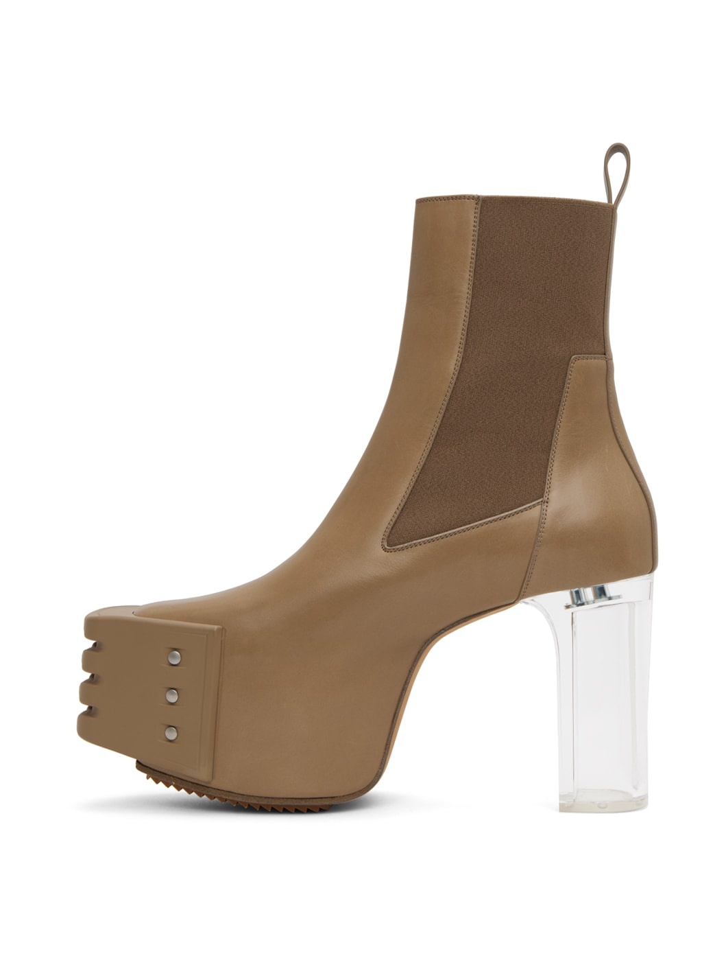 Beige Grilled Platform Boots - 3