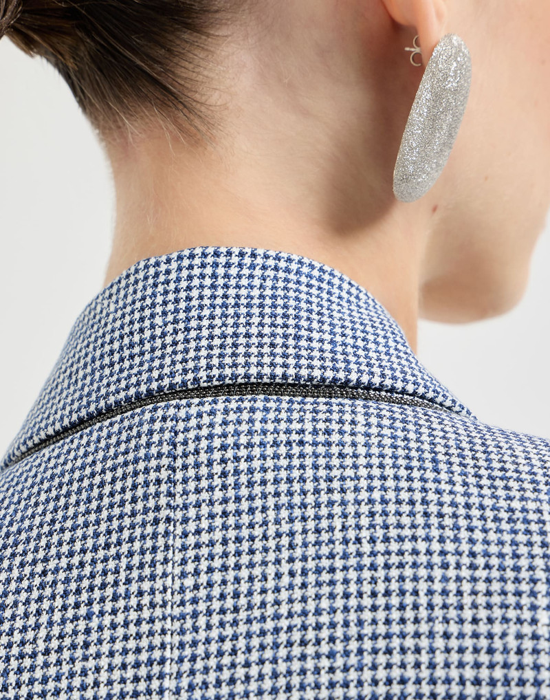 Linen and cotton houndstooth blazer with monili 4