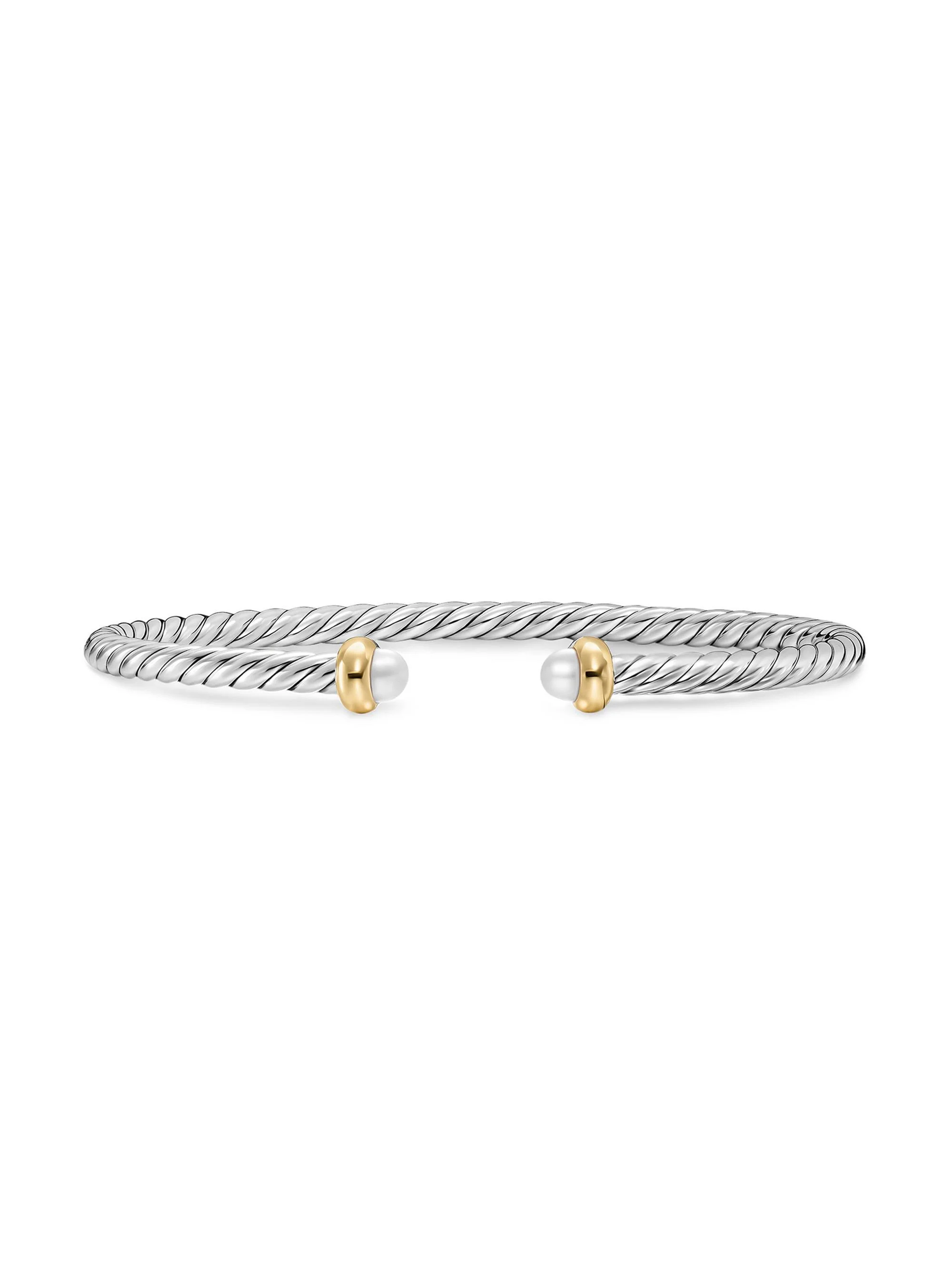 Women's Micro Cable Flex Teen Bracelet in Sterling Silver - Pearl - 1