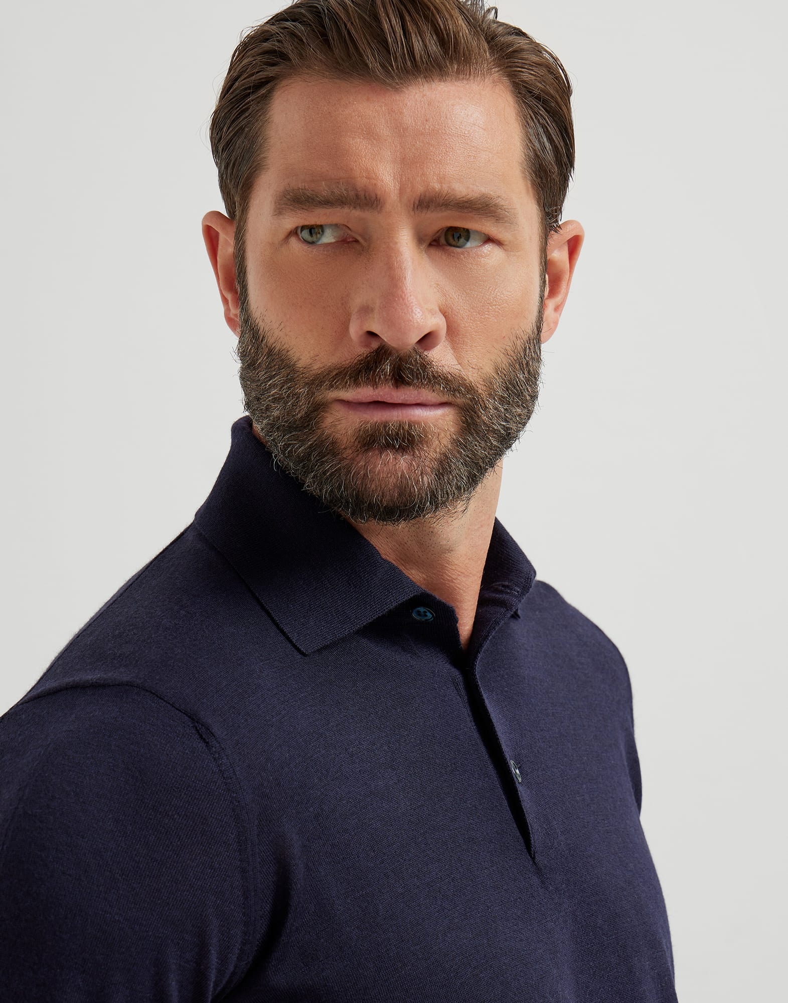 Virgin wool and cashmere lightweight knit polo shirt - 3