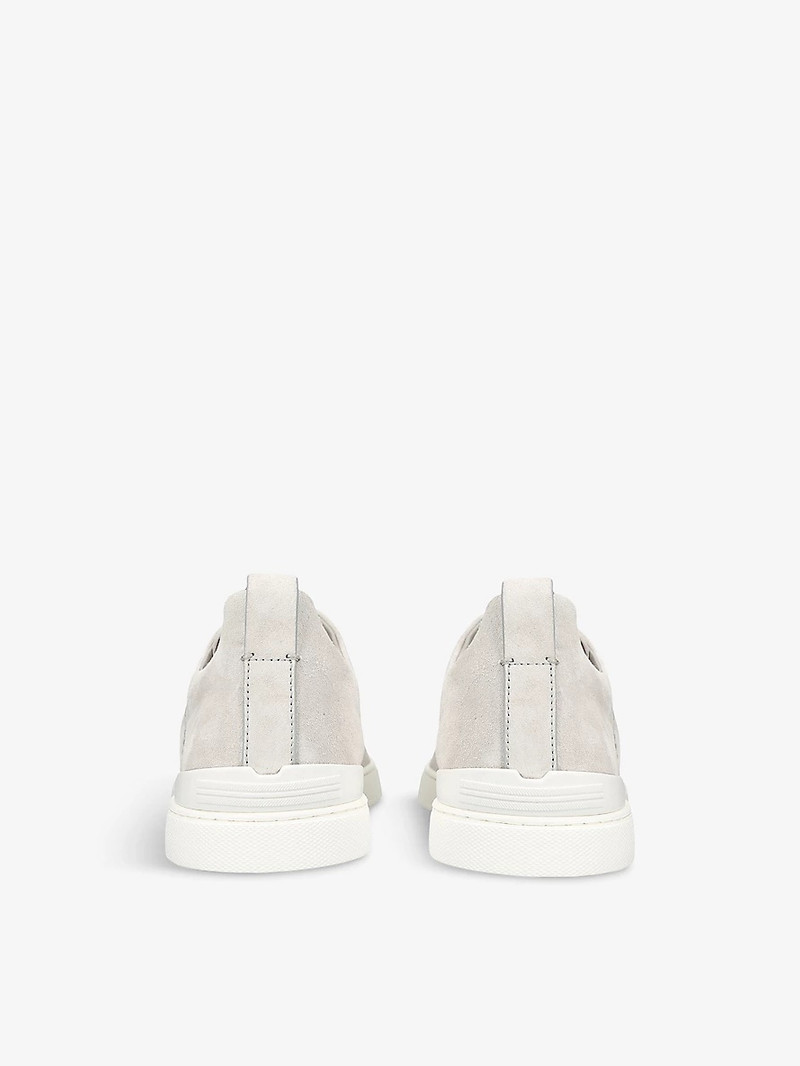 ZEGNA Triple Stitch panelled suede low-top trainers outlook