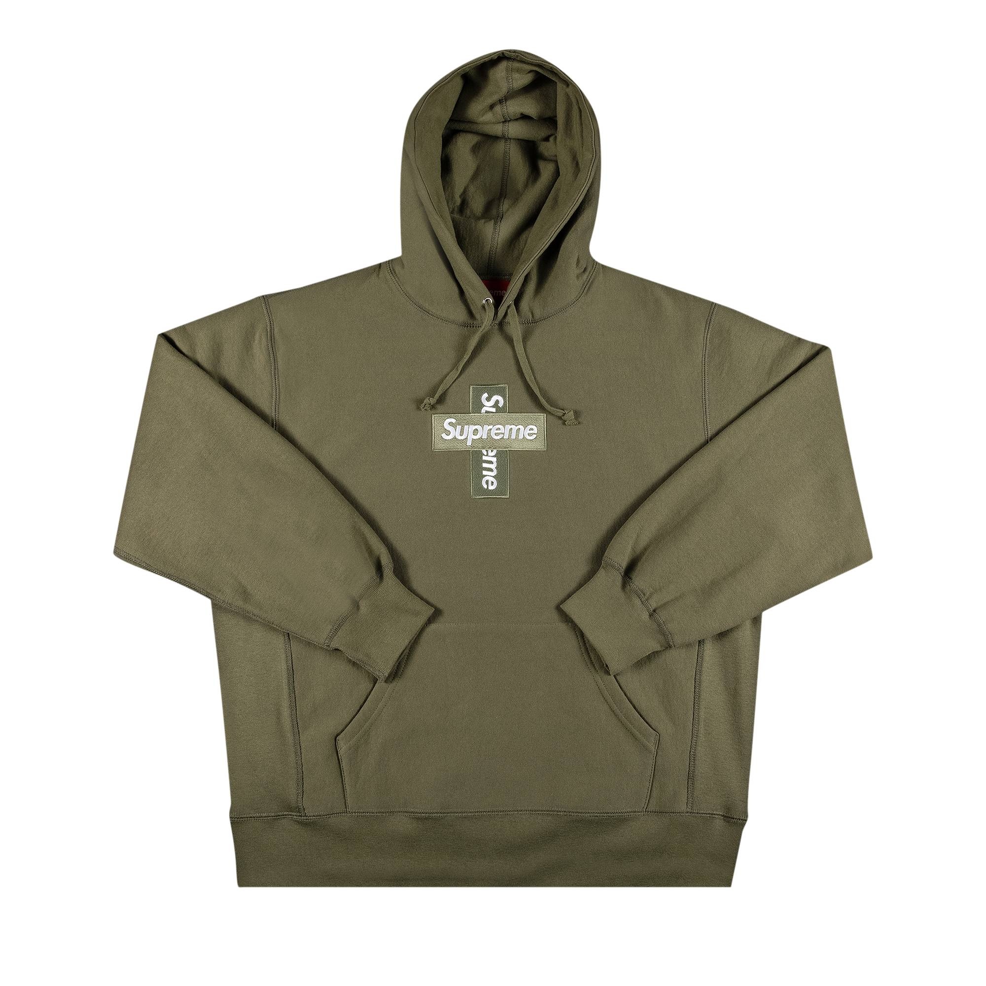 Supreme Supreme Cross Box Logo Hooded Sweatshirt 'Light Olive' | REVERSIBLE