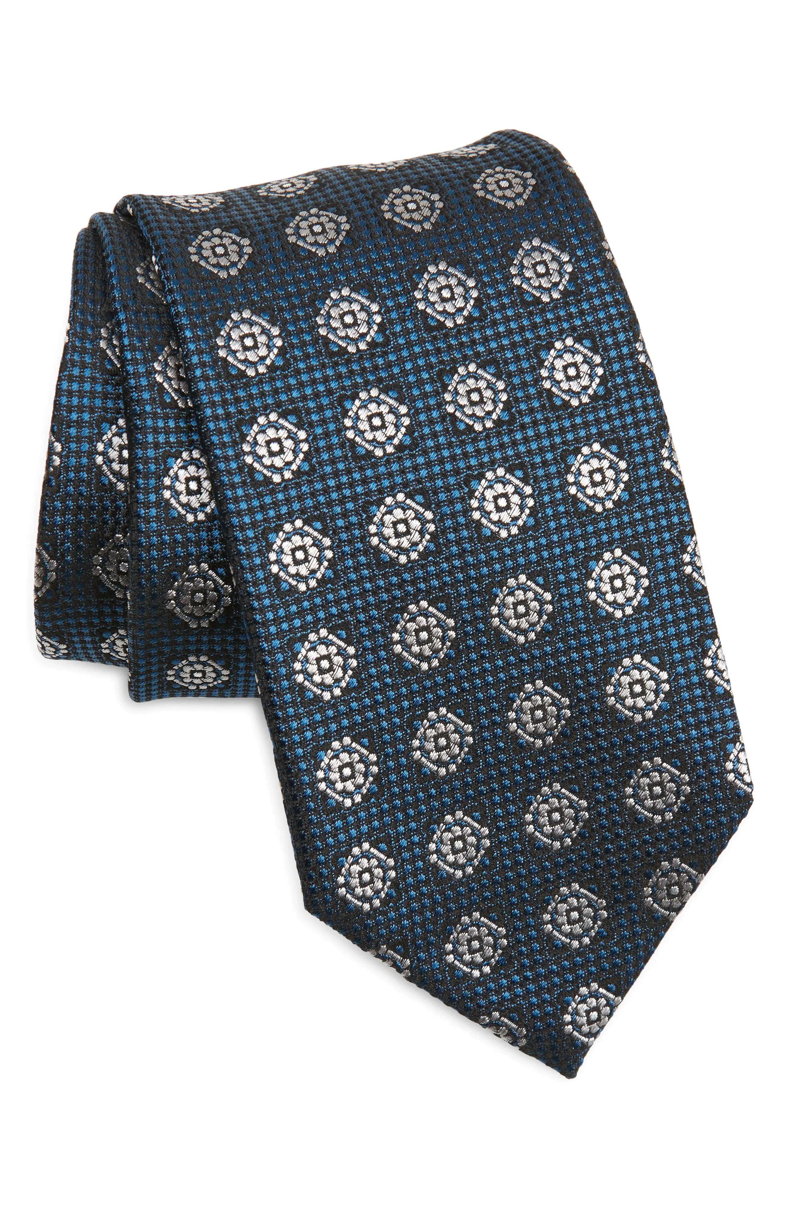 Floral Medallion Silk Tie - 1