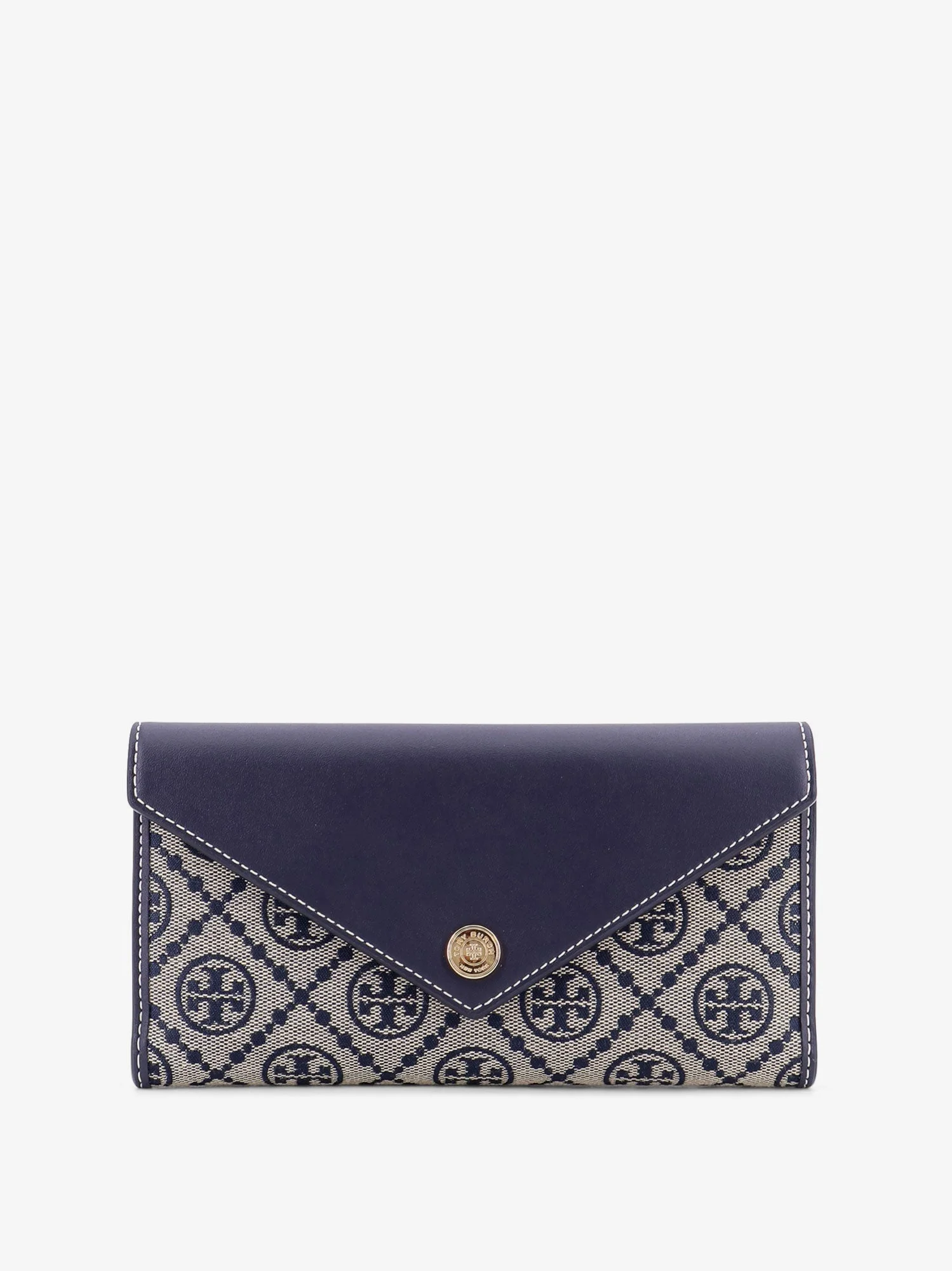 Tory Burch Leather And T Monogram Fabric Wallet - 1