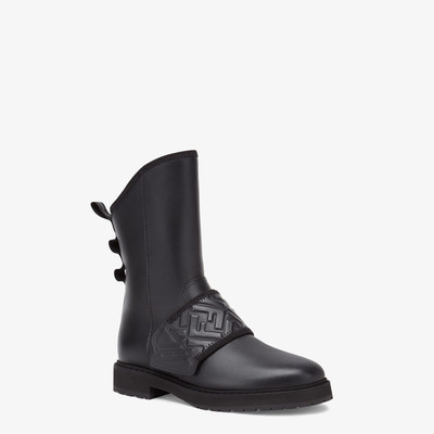 FENDI Black leather ankle boots outlook