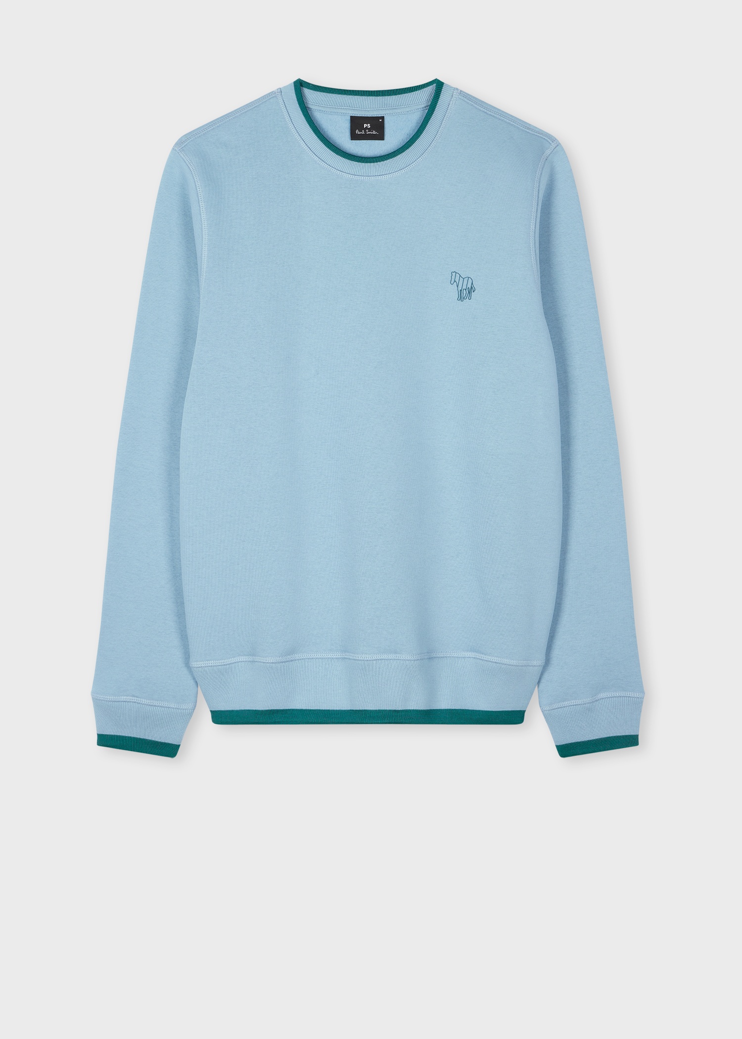 Powder Blue Broadstripe 'Zebra' Sweatshirt with Contrast Tipping - 1