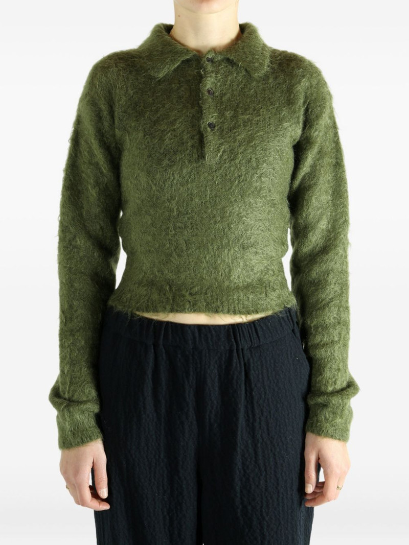 AURALEE textured-knit polo sweater outlook