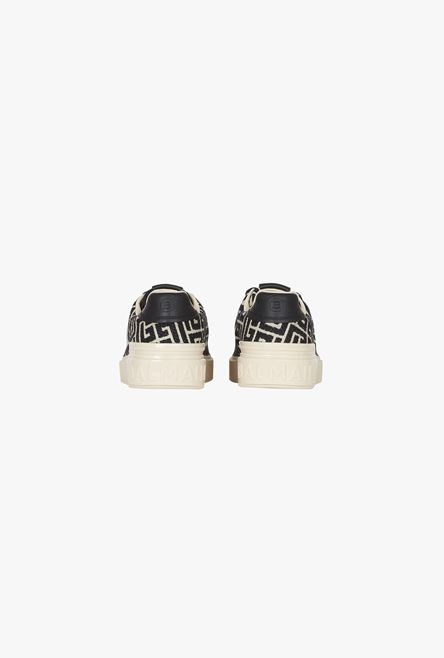 Ivory and black monogram jacquard B-Court sneakers - 3