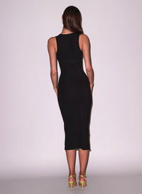 Hourglass Rib Midi Dress Black - 4