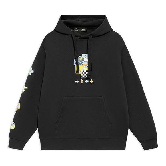 (WMNS) Li-Ning Sports Living Series Cartoon Pattern Pullover Hoodie 'Black' AWDS592-2 - 1