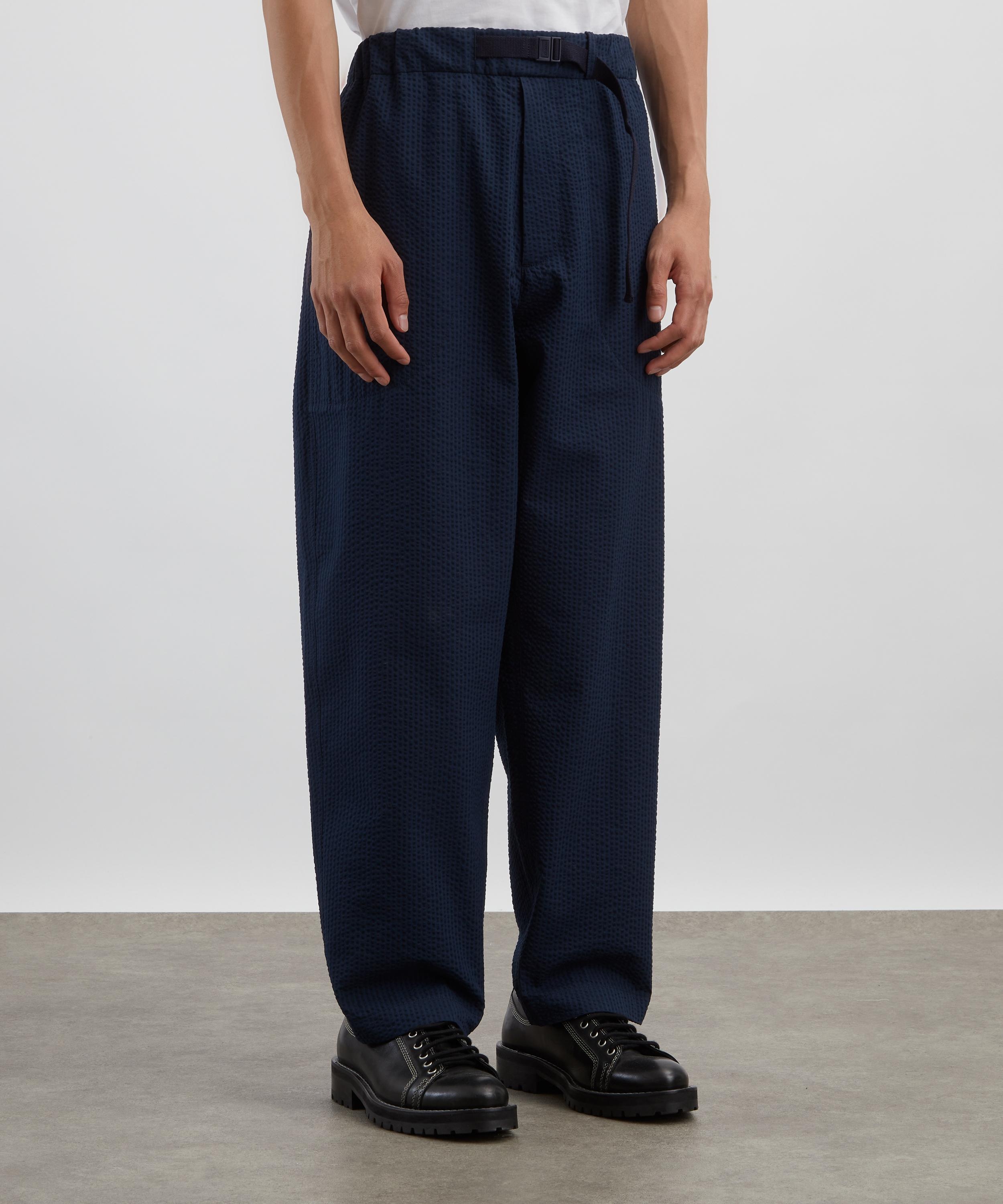Dark Blue Seersucker Trousers - 3