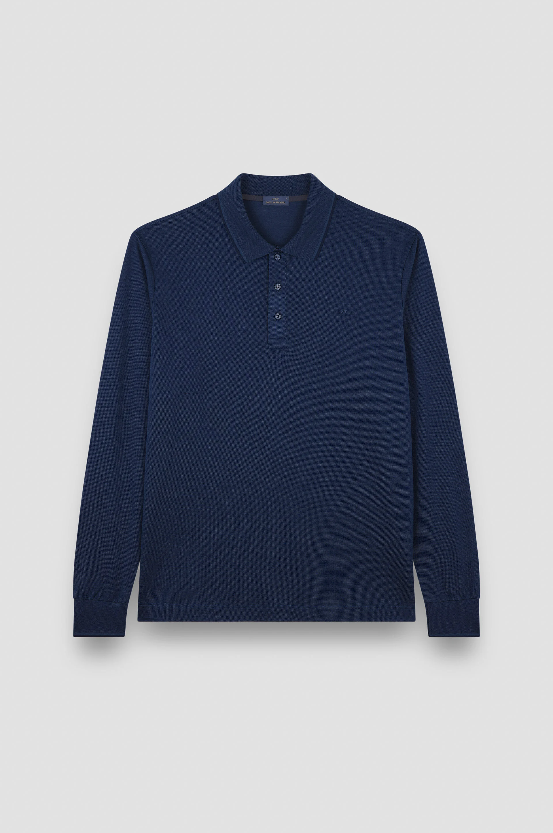 TWO-TONE PIQUÉ COTTON POLO SHIRT WITH SHARK FIN EMBROIDERY - 1