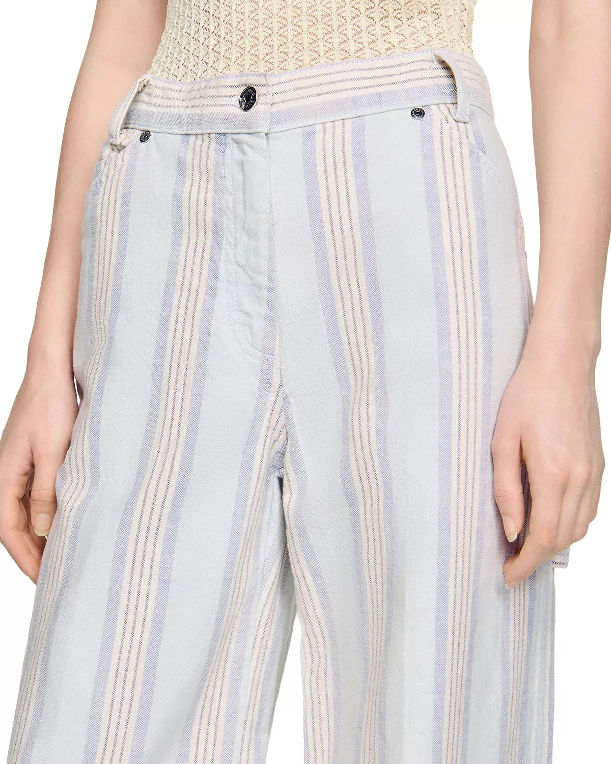 Striped Cargo Jeans in Blue - 4