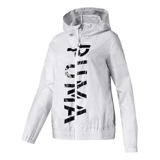 (WMNS) PUMA hooded Printing Jacket White 518320-02 - 1