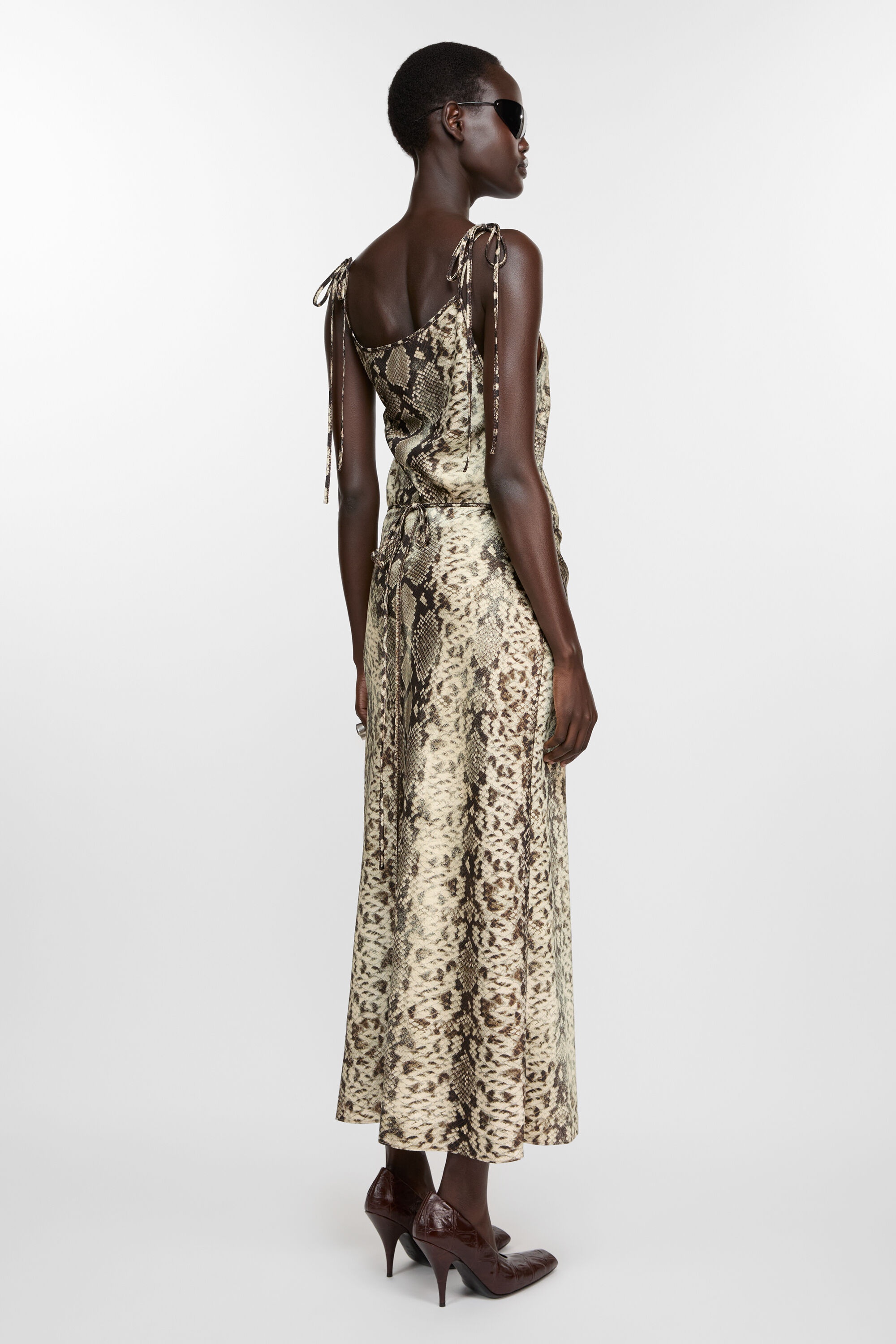 Satin dress - Multi brown - 3
