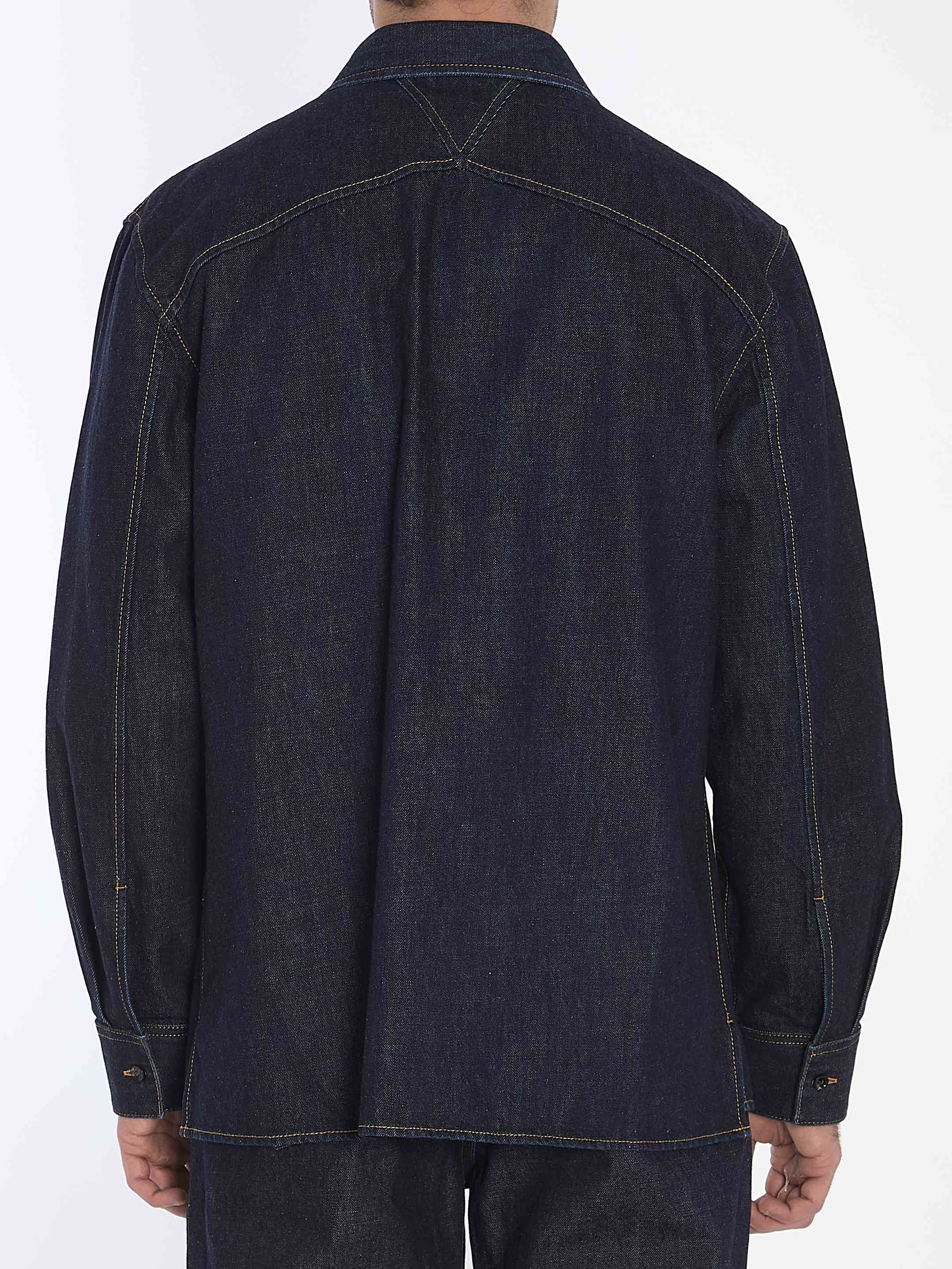 Bottega Veneta Men Indigo Denim Shirt - 4