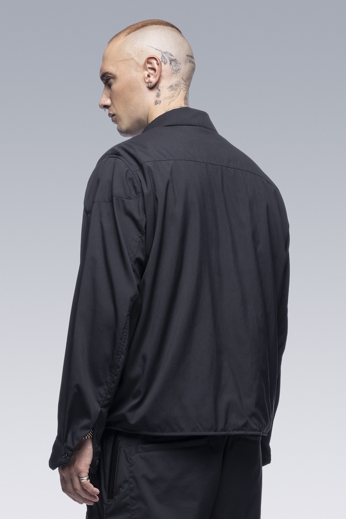 LA10-M Nylon Stretch Polartec® Alpha® Press Button Shirt Jacket Black