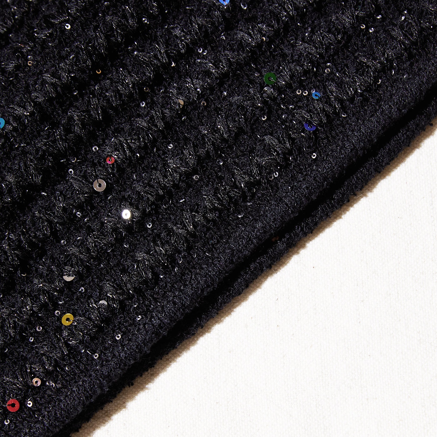 Black Sequin Knit Bandeau Top - 4