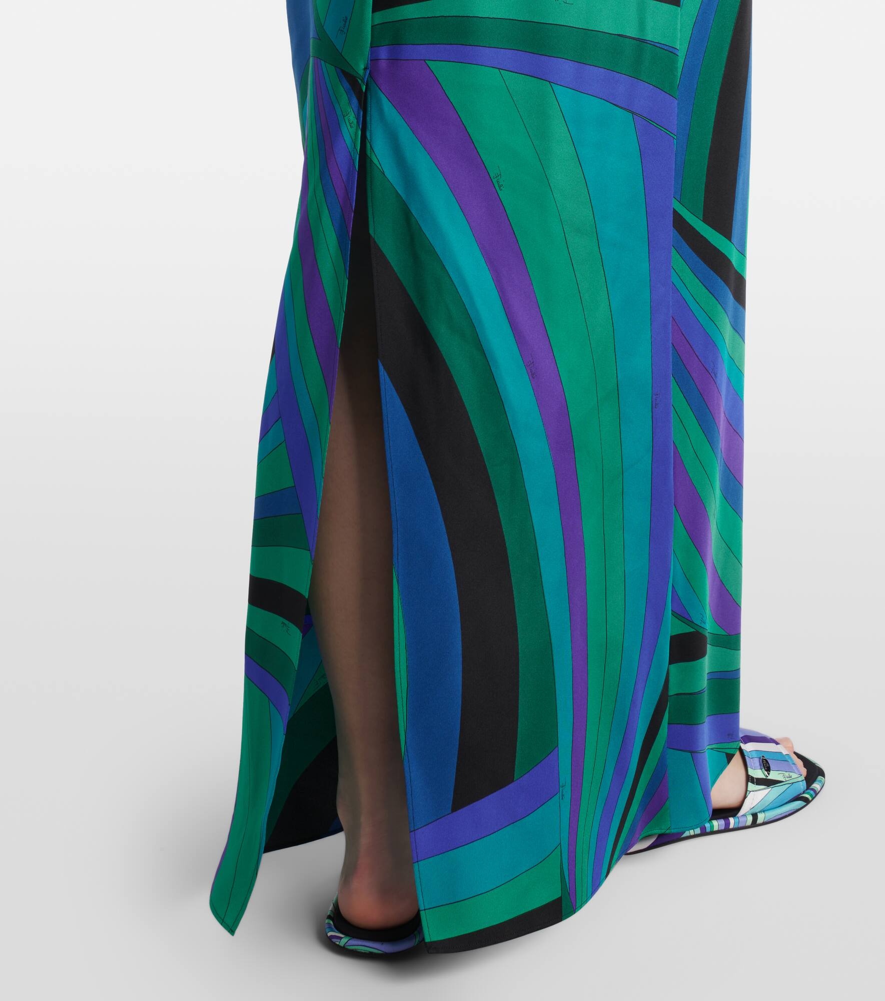 Iride printed cape-detail silk maxi dress - 6